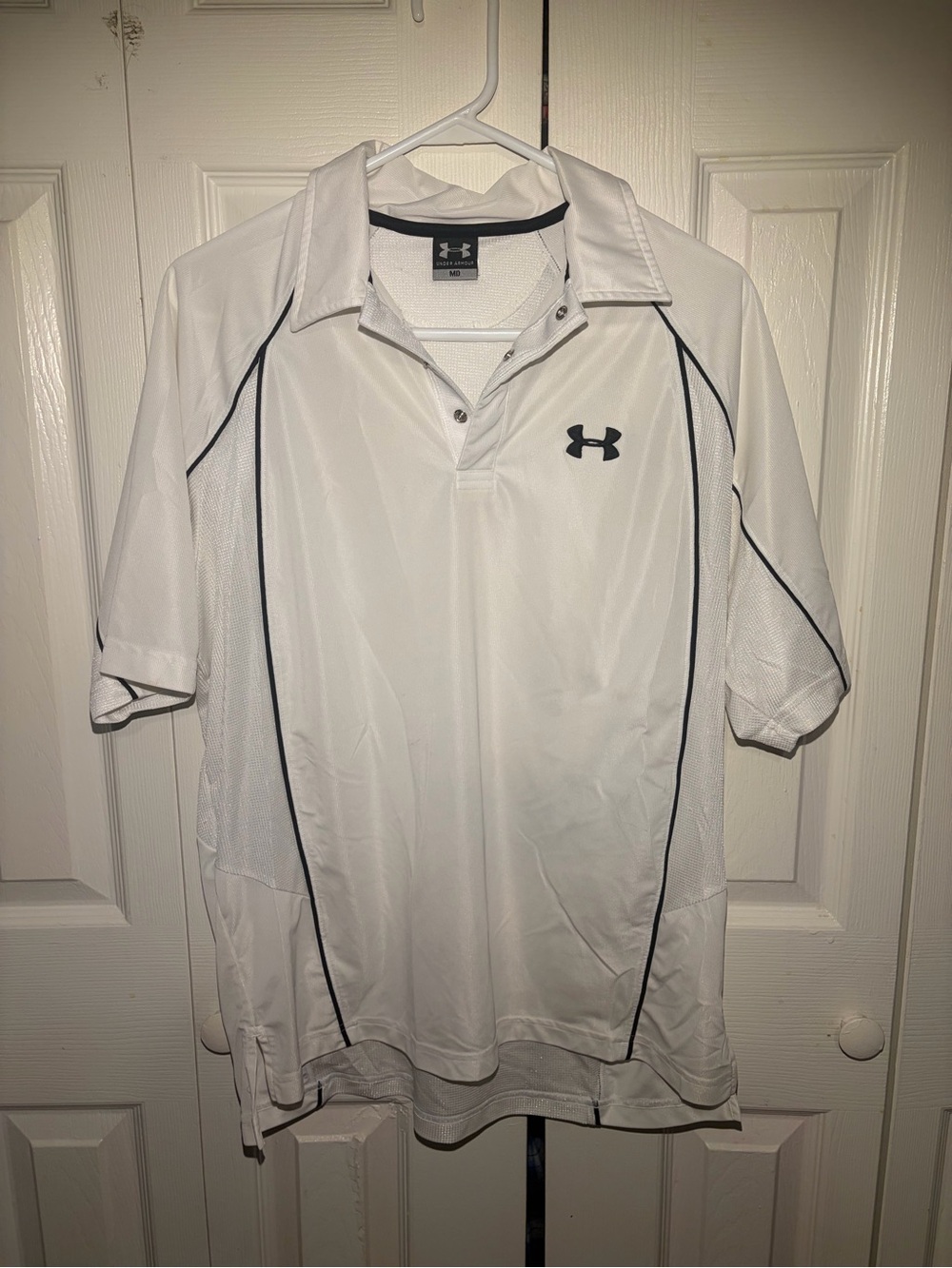 Under Armour White Polo with Black Piping